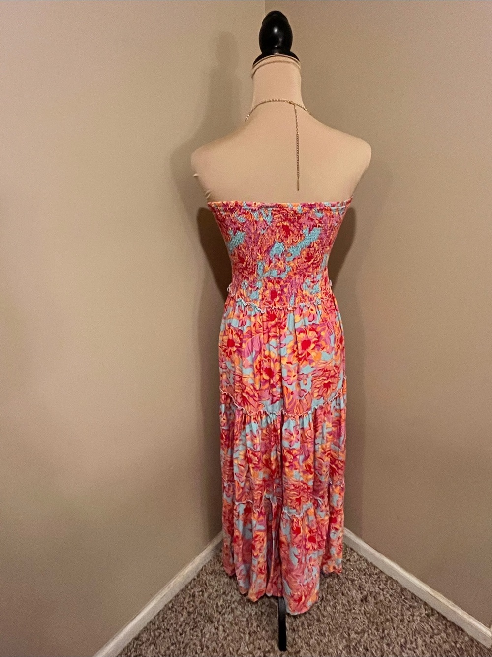 Anthropologie Abel The Label Coastal Multicolor Smocked Top Maxi, size Large - Picture 2 of 9